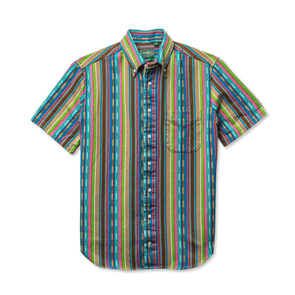 Gitman Vintage Cenote Handwoven Dobby Stripe Short Sleeve Button Down