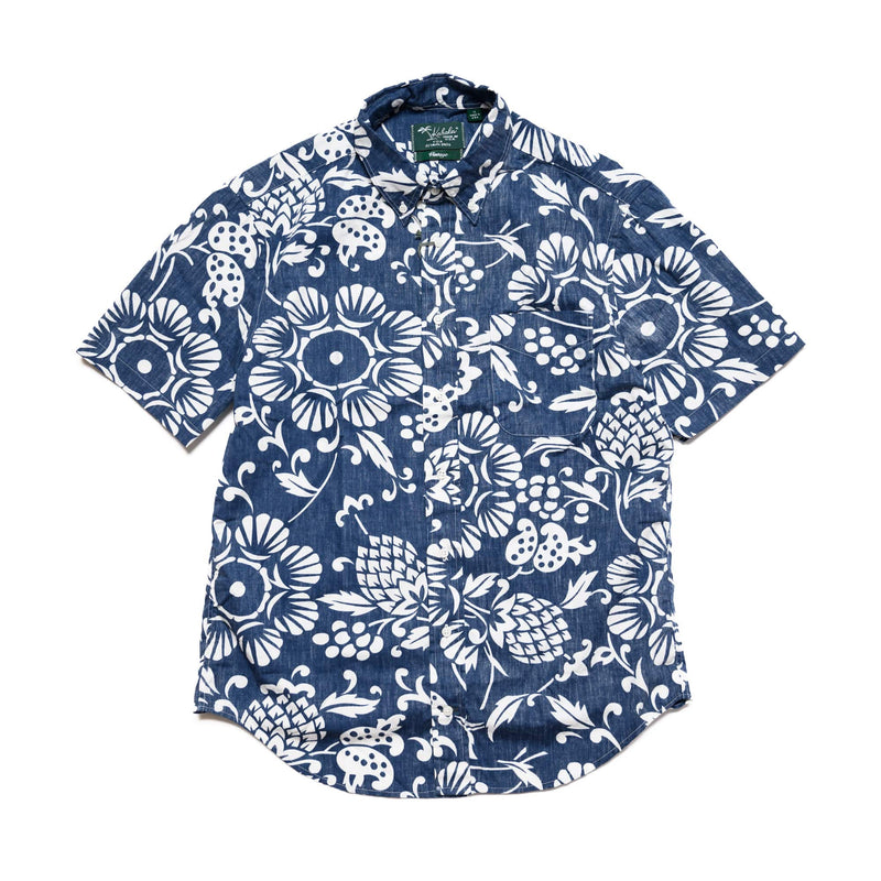 Gitman Vintage Duke's Pareo Blue Short Sleeve Button Down