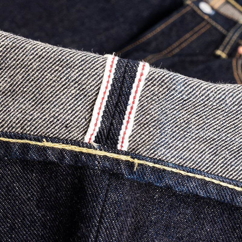 Iron Heart IH-634S-19L 19oz Left Hand Twill Selvedge Denim Straight Cut Jeans Indigo Selvedge Ticker Detail