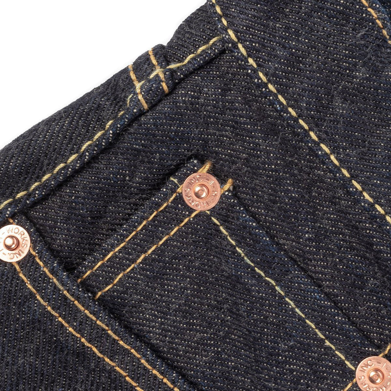 Iron Heart IH-634S-19L 19oz Left Hand Twill Selvedge Denim Straight Cut Jeans Indigo Coin Pocket & Rivet Detail