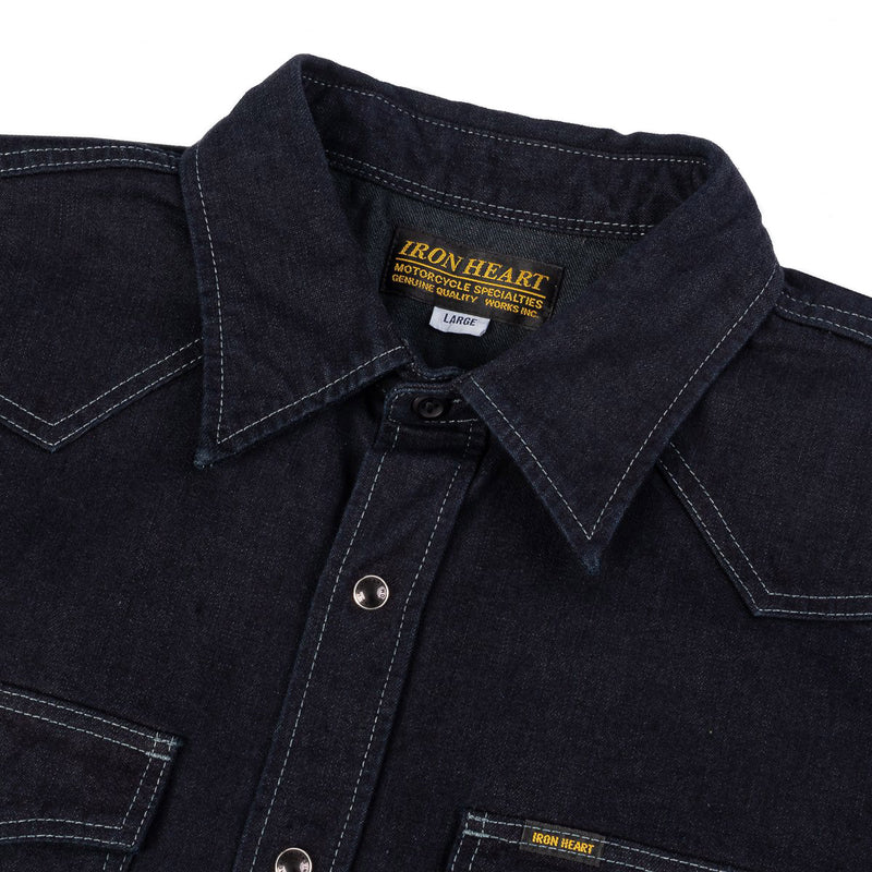 IHSH-321-OD - 10oz Selvedge Denim Western Shirt - Indigo Overdyed Black