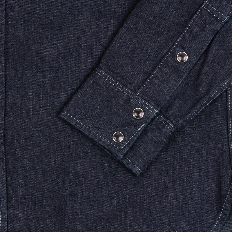 IHSH-321-OD - 10oz Selvedge Denim Western Shirt - Indigo Overdyed Black