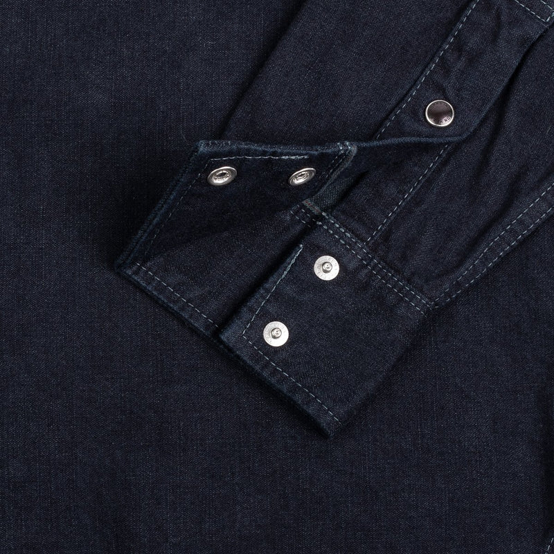 IHSH-321-OD - 10oz Selvedge Denim Western Shirt - Indigo Overdyed Black