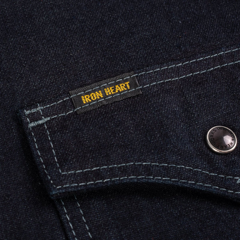 IHSH-321-OD - 10oz Selvedge Denim Western Shirt - Indigo Overdyed Black