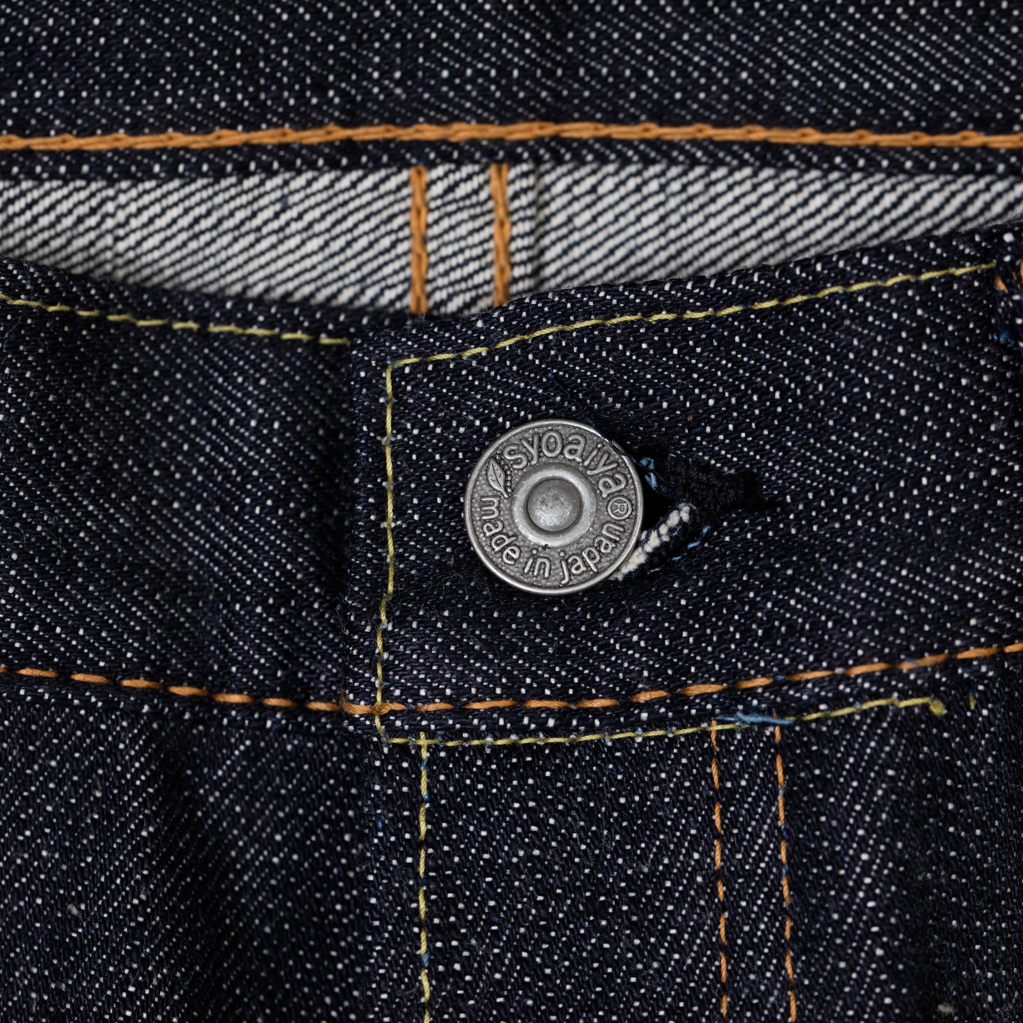 Pure Blue Japan XX-013 Slim Tapered 14oz Selvedge Denim Button Detail