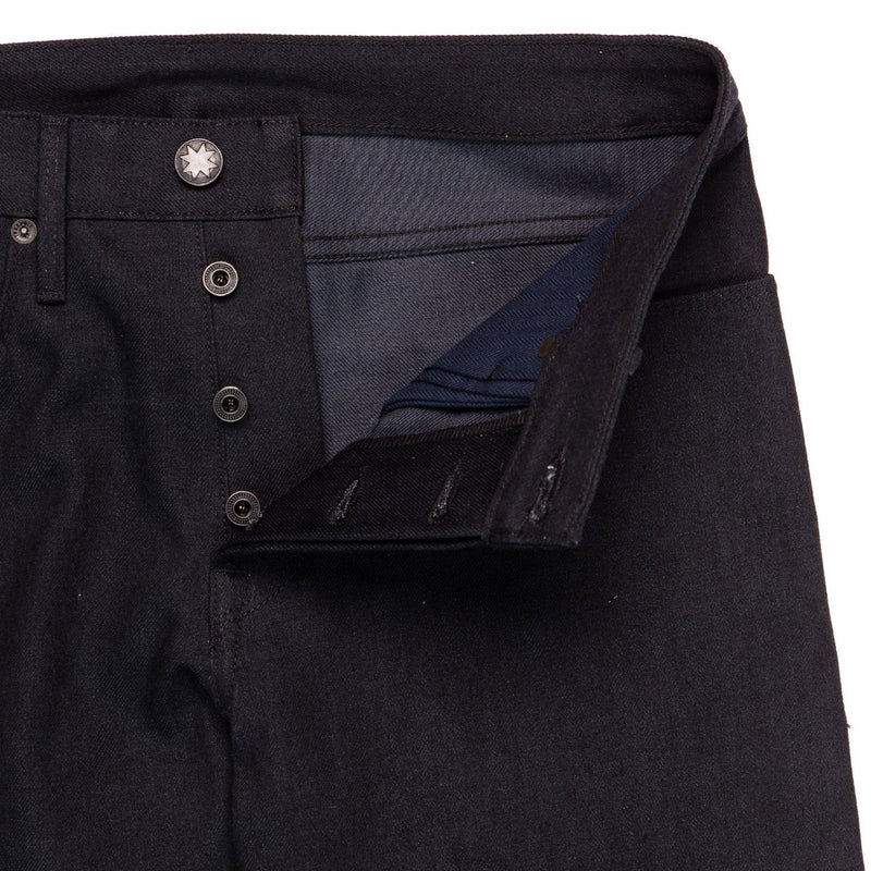 Freenote Cloth Portola Black Grey 14.25 oz Denim Fly Detail
