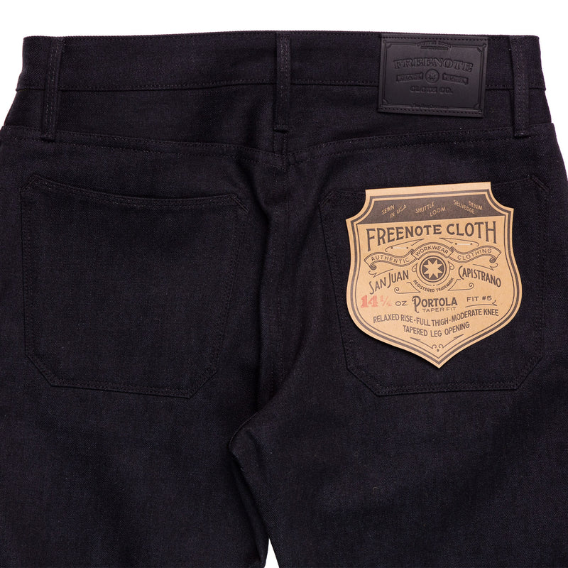 Freenote Cloth Portola Black Grey 14.25 oz Denim Back Detail