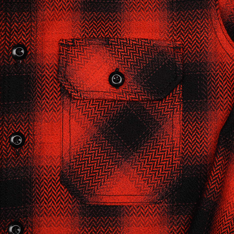 Rogue Territory Field Shirt Red Herringbone Plaid Pocket Detail