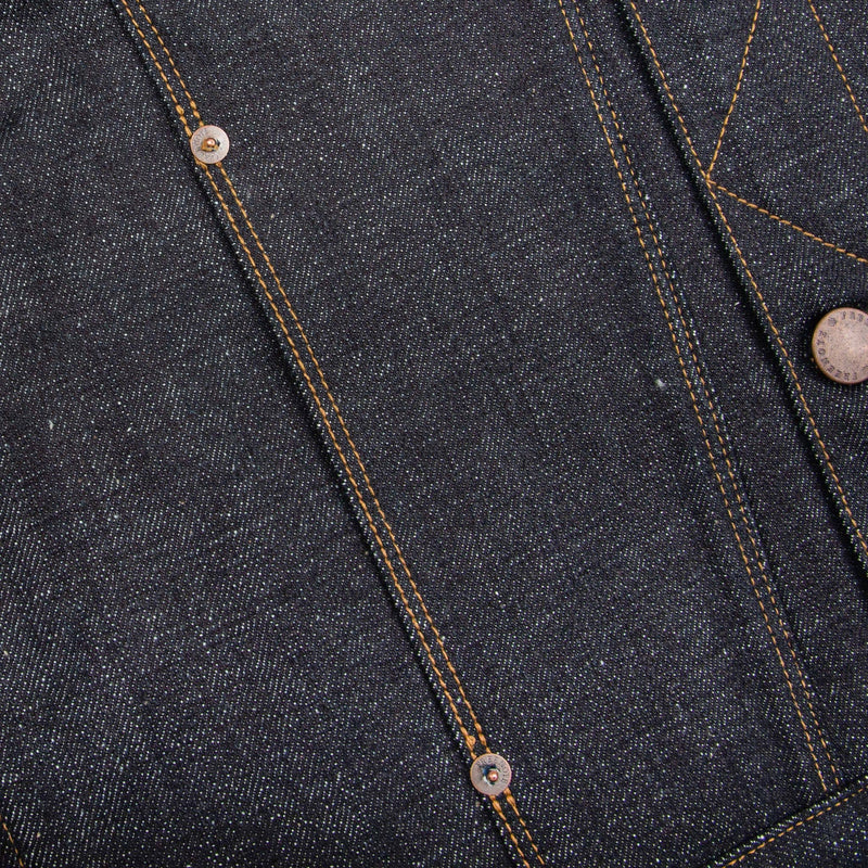 Freenote Cloth CD-1 17 Ounce Rinsed Selvedge Denim Classic Denim Jacket Stitching Detail