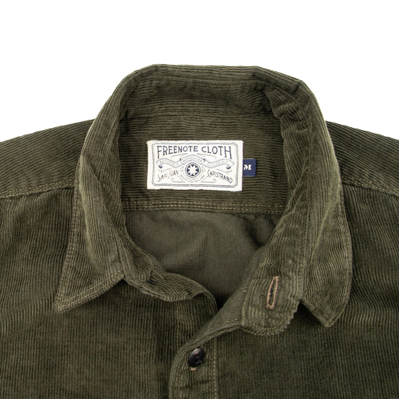 Freenote Cloth Jepson Olive Corduroy Collar Detail