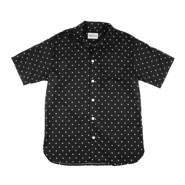 Freenote Cloth Hawaiian Black Polka Dot Front