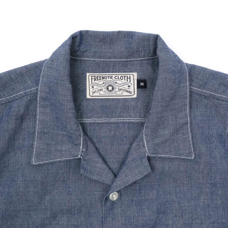 Freenote Cloth Dayton Short Sleeve Chambray Collar Detail