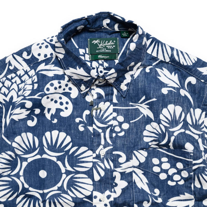 Gitman Vintage Duke's Pareo Blue Short Sleeve Button Down Collar