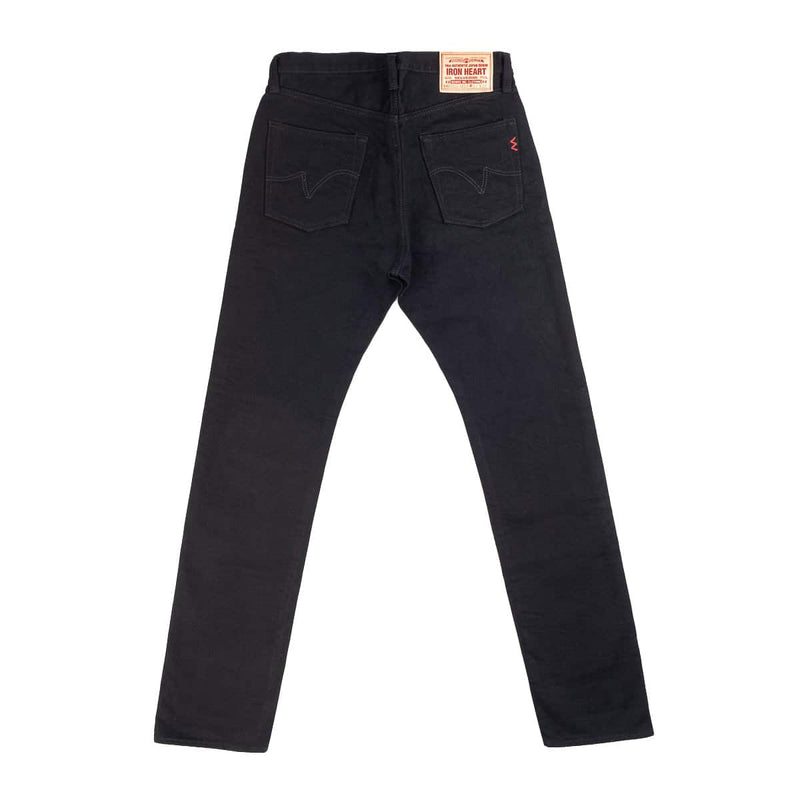 Iron Heart IH-888S-142bb 14oz Selvedge Denim Medium/High Rise Tapered Jeans Black/Black Rear Shape