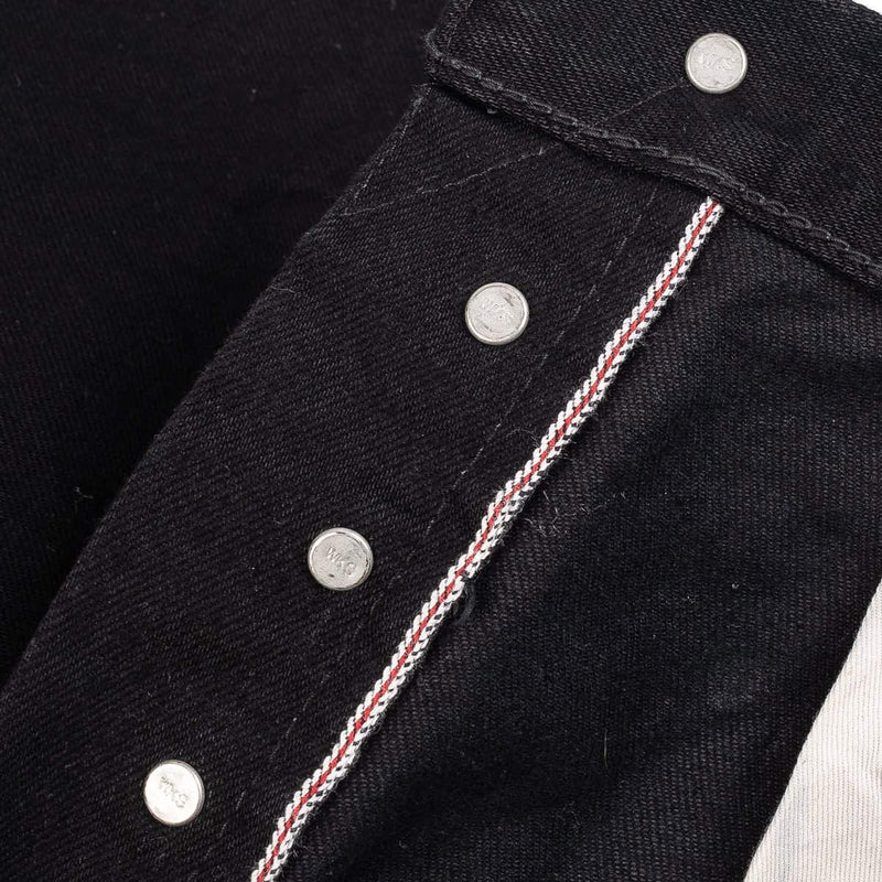 Iron Heart IH-888S-142bb 14oz Selvedge Denim Medium/High Rise Tapered Jeans Black/Black Selvedge Fly Detail