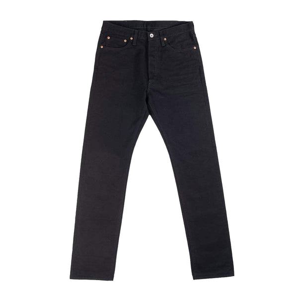 Iron Heart IH-888S-142bb 14oz Selvedge Denim Medium/High Rise Tapered Jeans Black/Black Front Shape