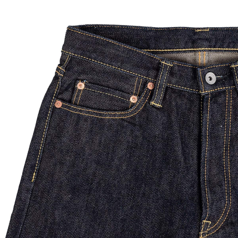 Iron Heart IH-888S-21 21oz Selvedge Denim Medium/High Rise Tapered Cut Jeans Indigo Coin Pocket Detail