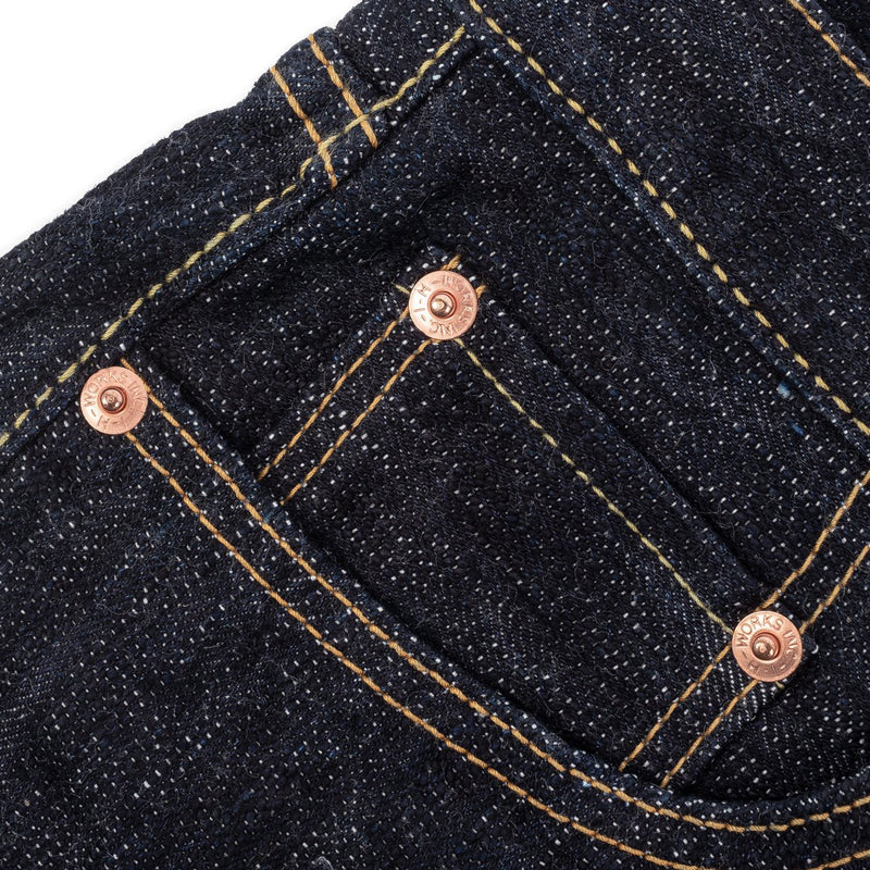 Iron Heart IH-888S-SLB 16oz Slubby Selvedge Denim Relaxed Tapered Cut Jeans Indigo Coin Pocket & Rivet Detail