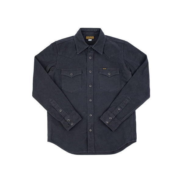 IHSH-330-BLK - 9oz Raised Whipcord Western Shirt - Black