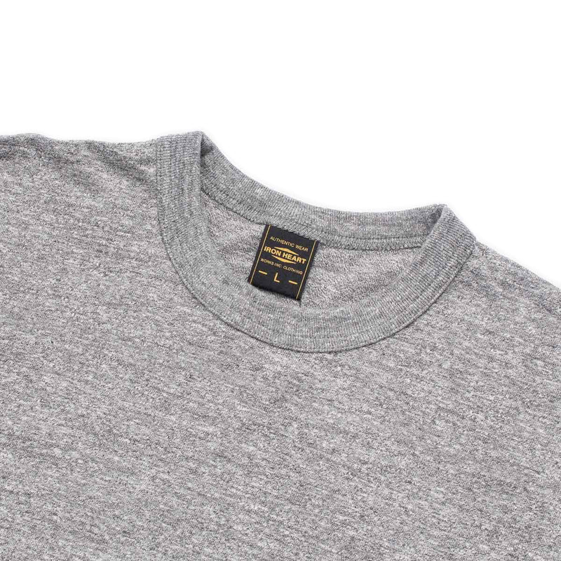 IHT-1610L-GRY - 6.5oz Loopwheel Crew Neck T-Shirt With Longer Body - Grey Collar