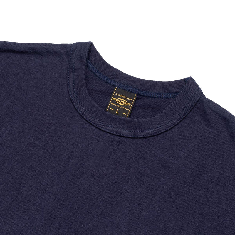 IHT-1610L-NAV - 6.5oz Loopwheel Crew Neck T-Shirt With Longer Body - Navy Collar