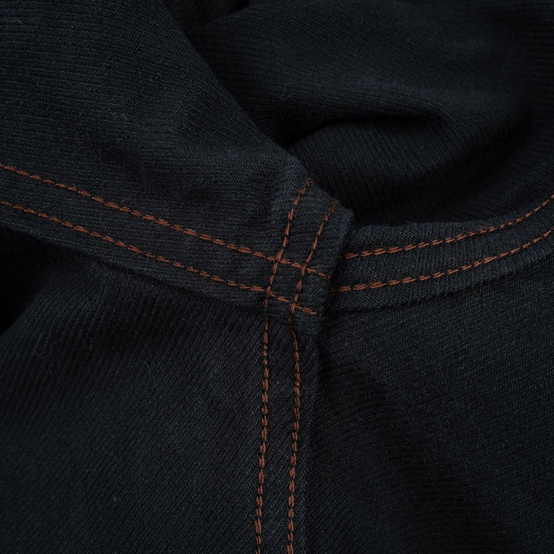 Iron Heart 13oz Military Serge Western Shirt Black IHSH-235-BLK Bobbin Thread Detail