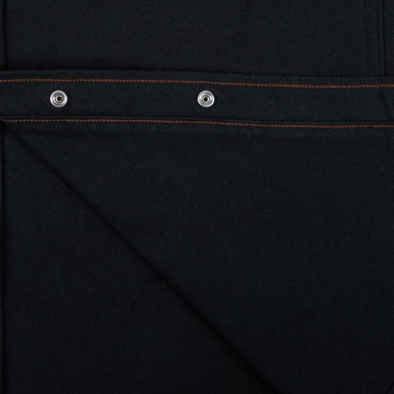 Iron Heart 13oz Military Serge Western Shirt Black IHSH-235-BLK Placket Detail