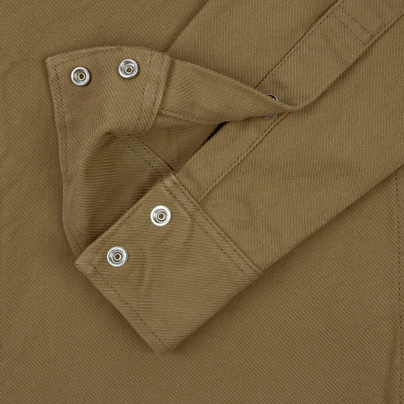 Iron Heart 13oz Military Serge Western Shirt Mocha Brown IHSH-235-BRN Cuff Open Detail