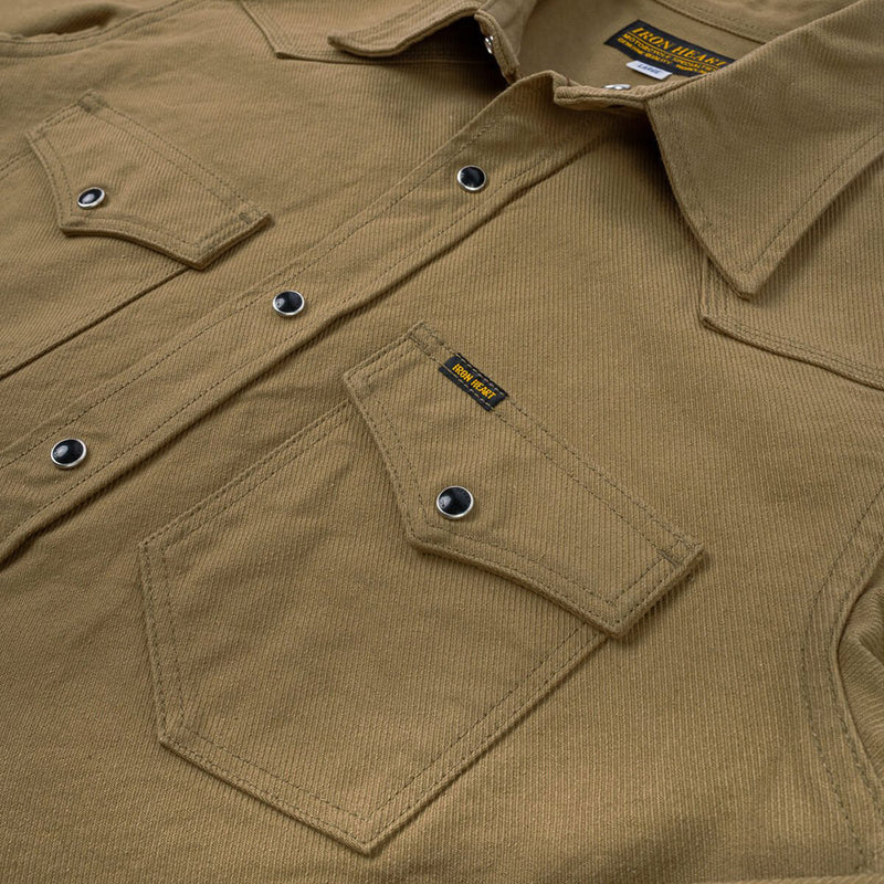 Iron Heart 13oz Military Serge Western Shirt Mocha Brown IHSH-235-BRN Pocket Detail