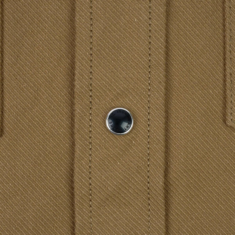 Iron Heart 13oz Military Serge Western Shirt Mocha Brown IHSH-235-BRN Snap Detail