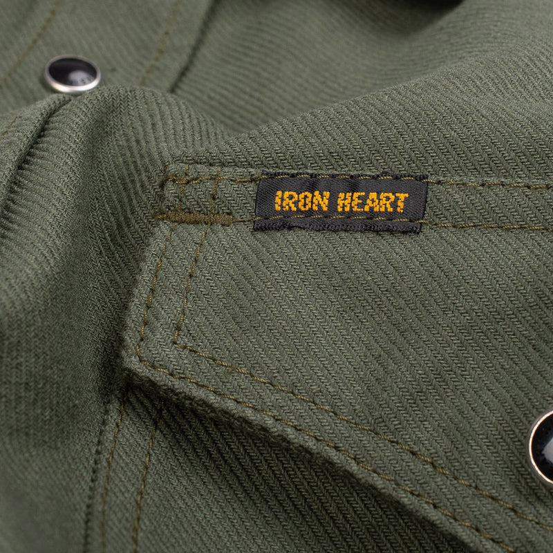 Iron Heart 13oz Military Serge Western Shirt Olive Drab Green IHSH-235-OLV Tag Detail
