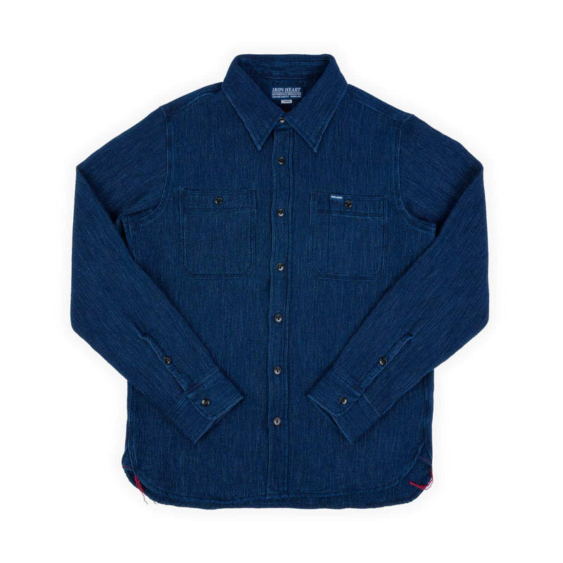 Iron Heart Waffle Work Shirt Indigo IHSH-96-IND Front