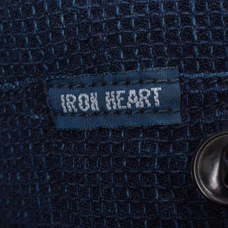 Iron Heart Waffle Work Shirt Indigo IHSH-96-IND Pocket Label