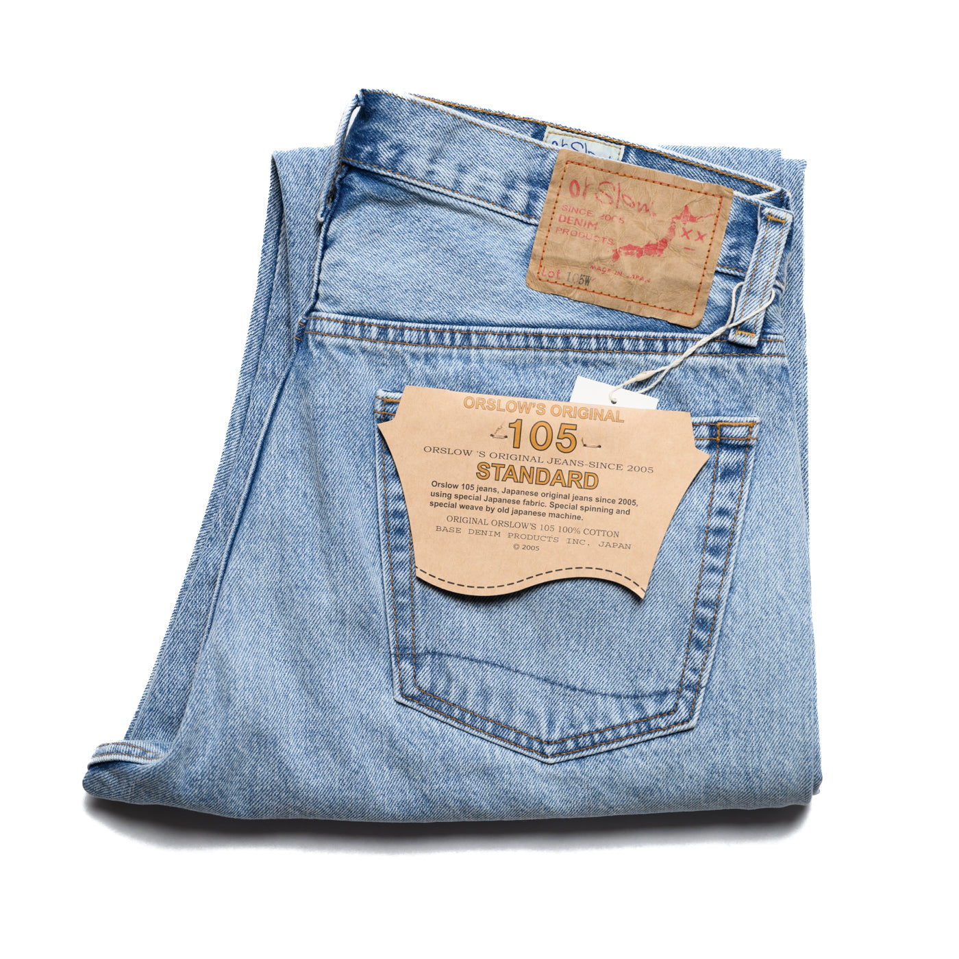 orSlow 105 90's Denim Sky Blue Folded