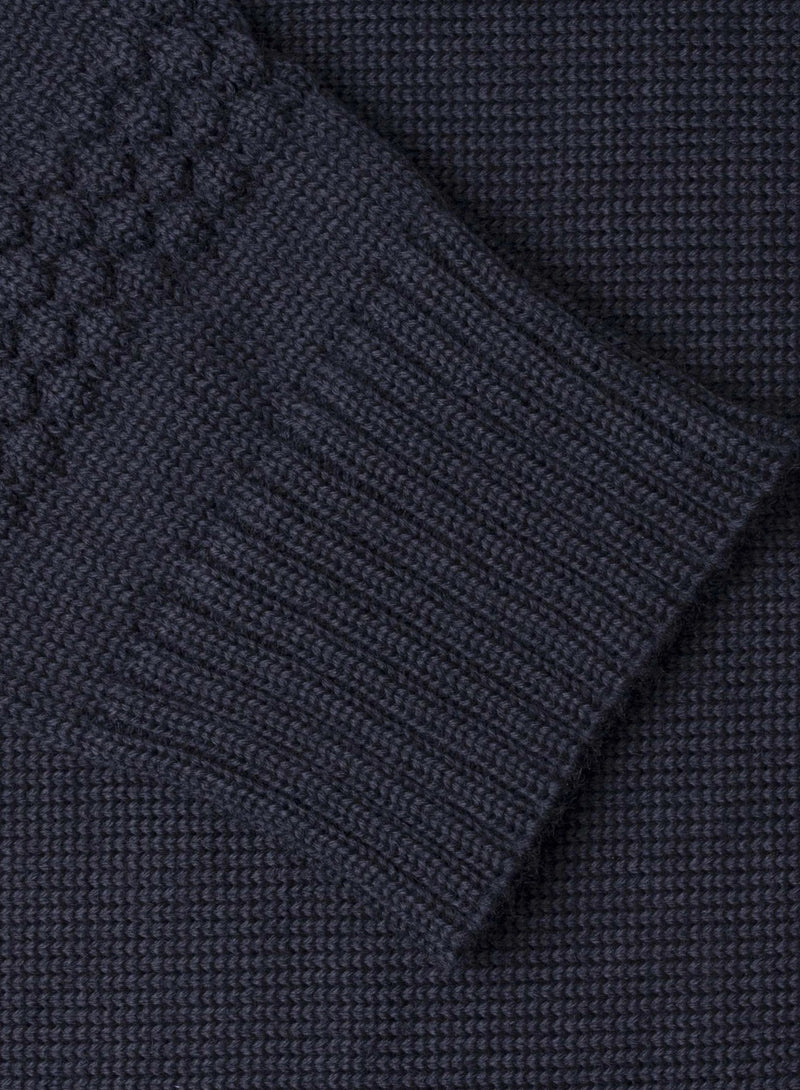 SNS Herning Fisherman Crew Neck Navy Cuff Detail