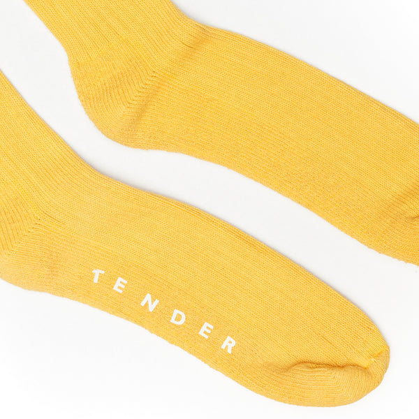 Tender Co. Cotton Rib Socks Tumeric Dyed Detail