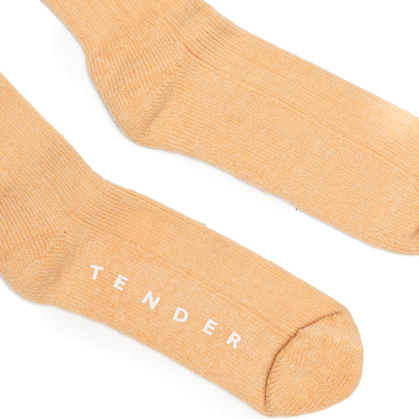 Tender Co. Cotton Yarn Rib Socks Yellow Ochre Detail