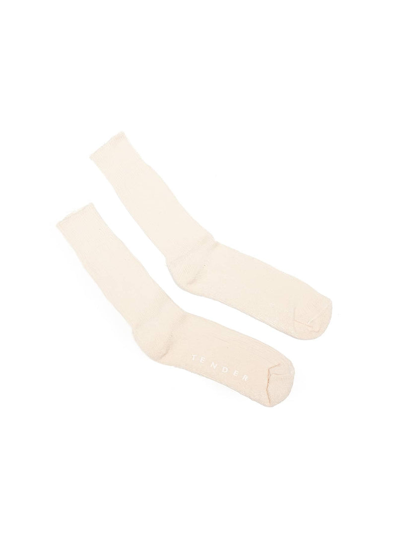 Tender Co. Wool Rib Socks Ecru