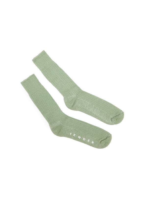Tender Co. Wool Rib Socks Chlorophyll Dyed