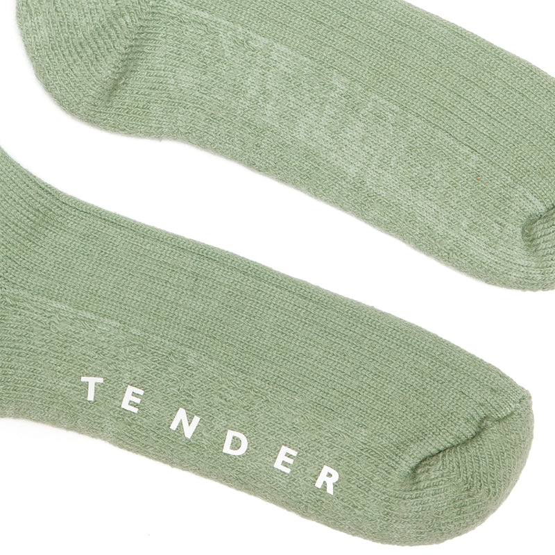 Tender Co. Wool Rib Socks Chlorophyll Dyed Detail