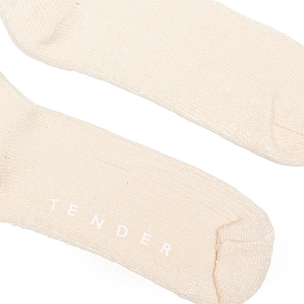 Tender Co. Wool Rib Socks Ecru Detail