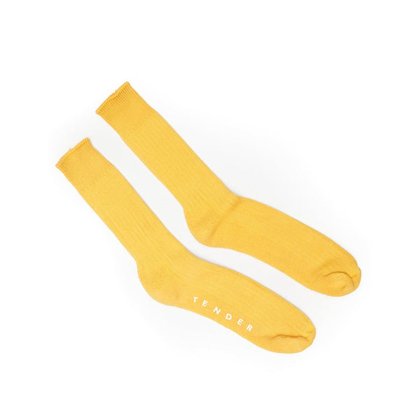 Tender Co. Cotton Rib Socks Tumeric Dyed